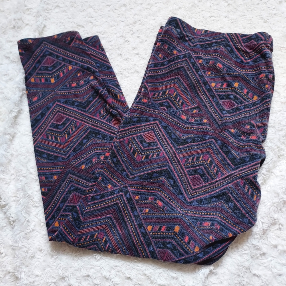 Flirtitude Purple Blue Aztec print leggings XXL Casual Workout Yoga Gym